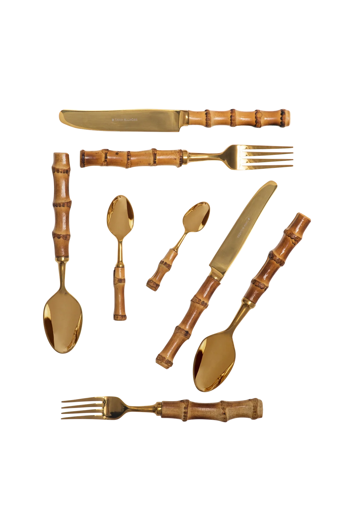 Flatware Angra Gold-Plated Stainless Steel Bamboo (8)