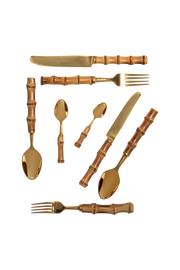 Flatware Angra Gold-Plated Stainless Steel Bamboo (8)