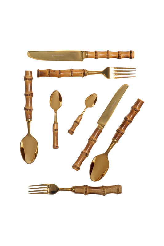 Flatware Angra Gold-Plated Stainless Steel Bamboo (8)