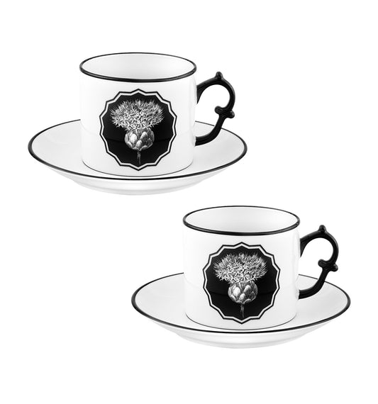 Herbariae – Tea Cups and Saucers, White, Set of 2 – Vista Alegre
