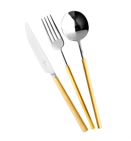 Domo Matt Gold - 24 Piece cutlery set with canteen