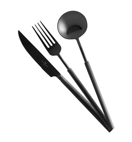 Domo Matt Black - 24 Piece cutlery set with canteen