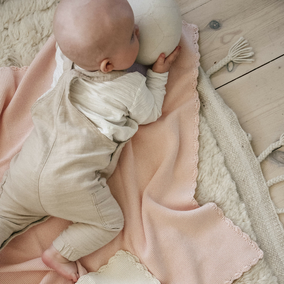 Cotton Knit Baby Blanket - Pink
