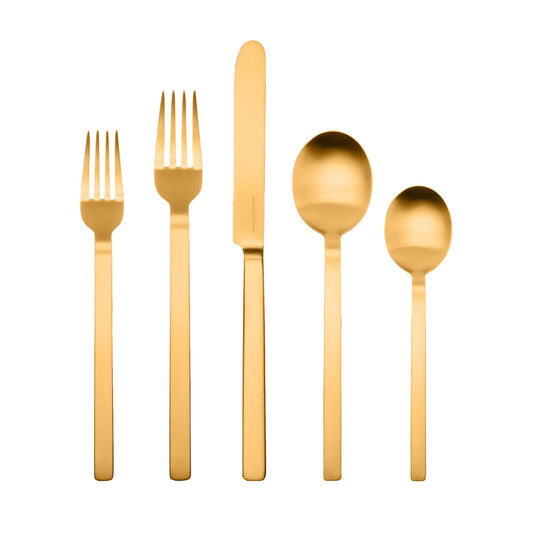 Stile Ice Oro 5-Piece Stainless Steel Flatware Set by Pininfarina – view 1