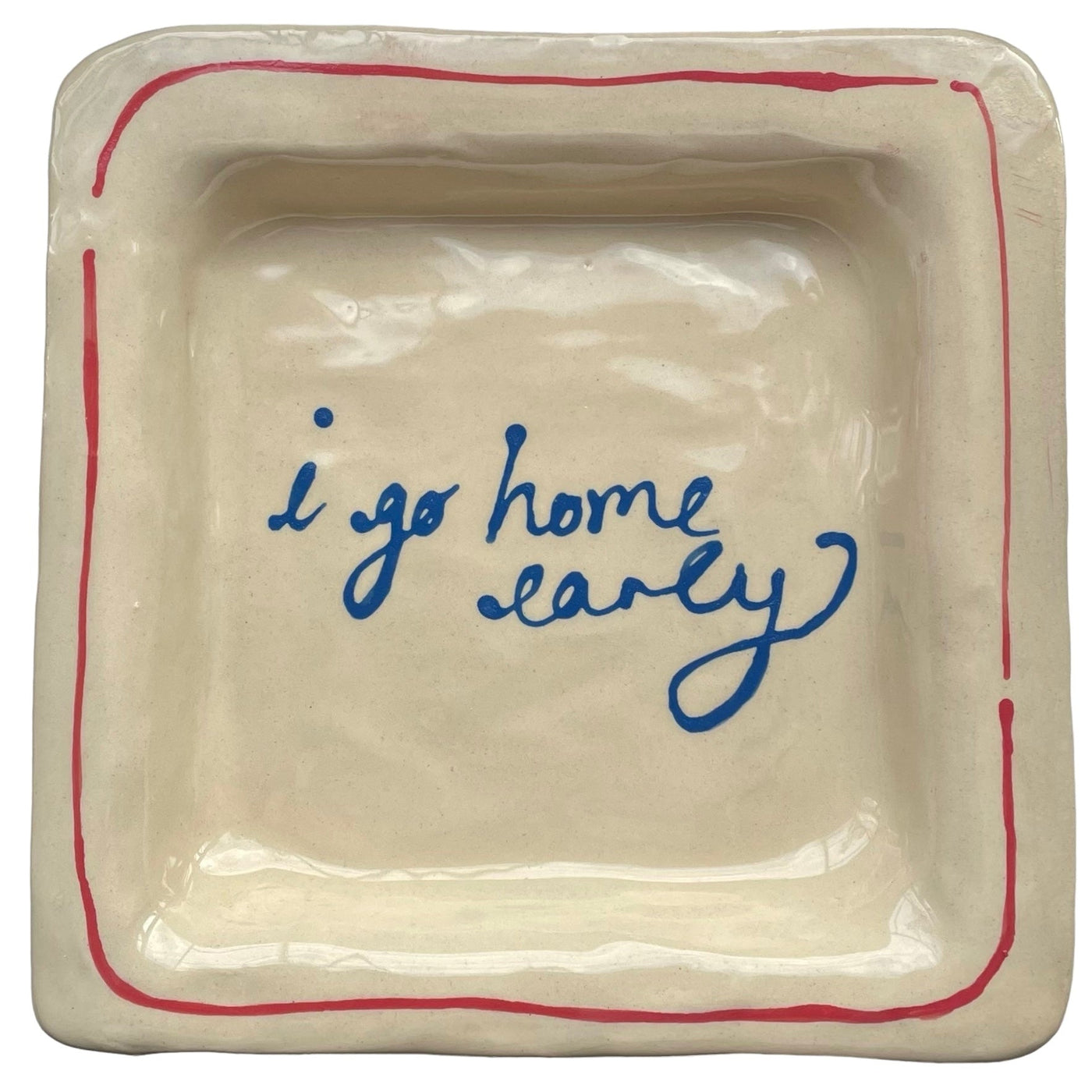 I Go Home Early Trinket Tray Red and Blue