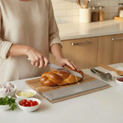 Butcher for Shabbat designed from natural concrete and a knife – Board & Blade series