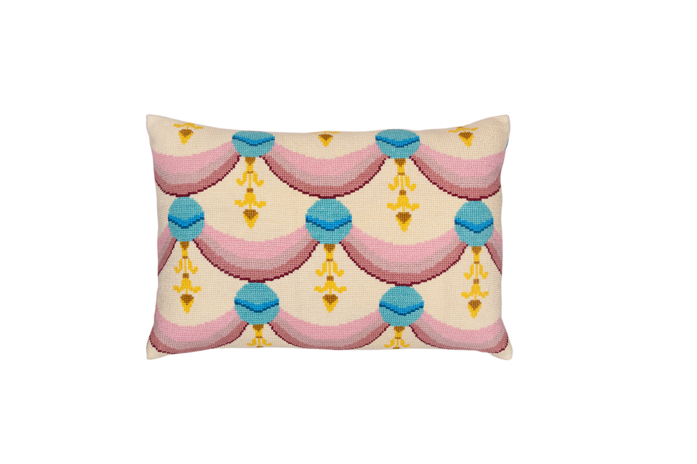 Hand Embroidered Cross-Stitch Pillow Cover 14" x 20"