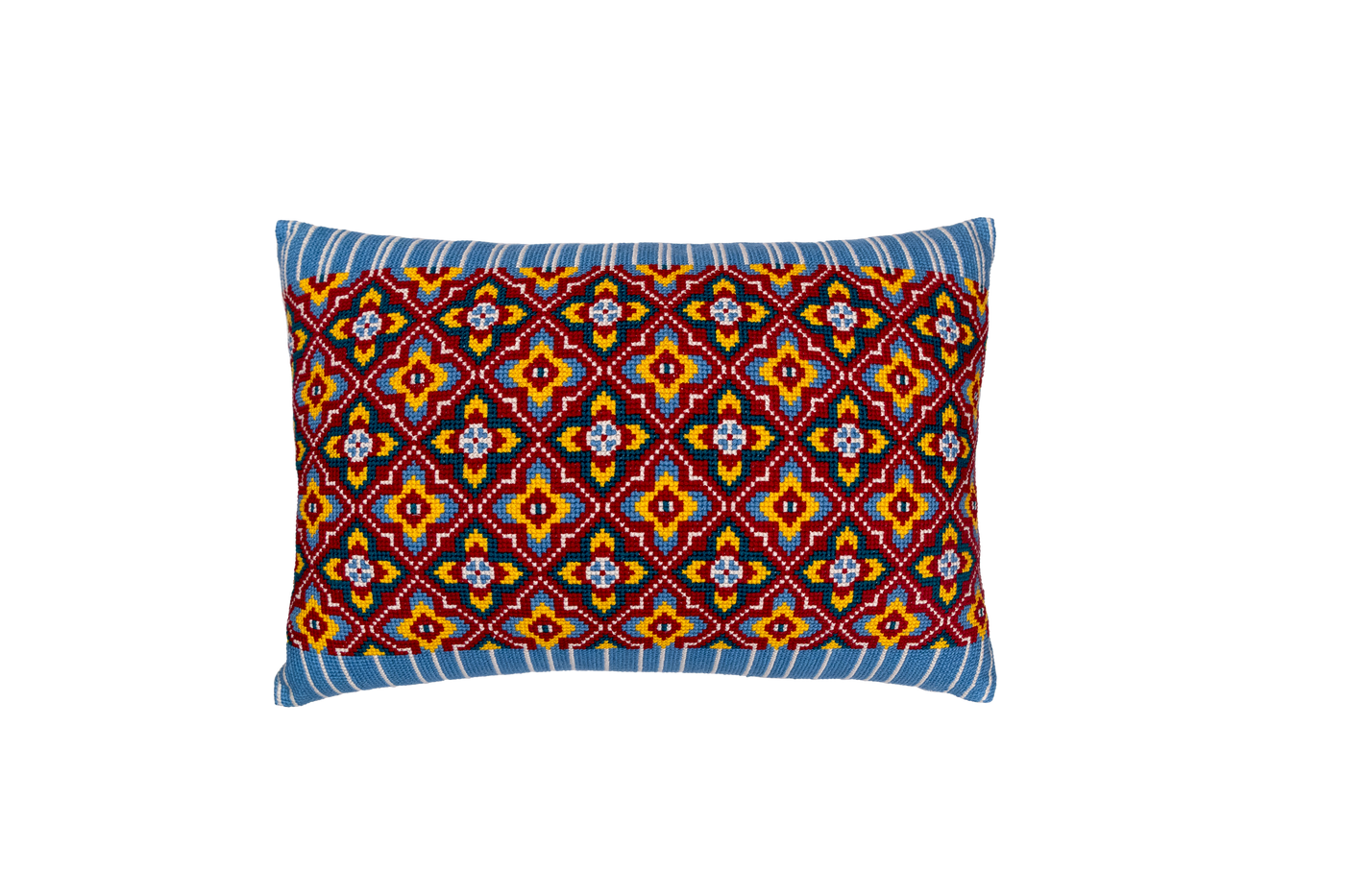 Hand Embroidered Cross-Stitch Pillow Cover 14" x 20"