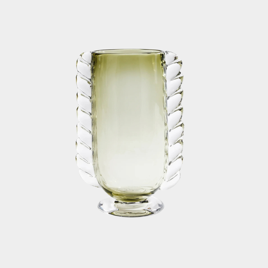 Vintage Braided Glass Vase in Green