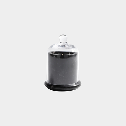 Marbella Scented Candle Jar with Cloche - Black Marquina Marble