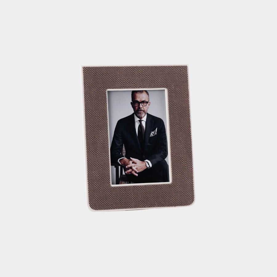 Raffia Over Nappa Cream Leather Photo Frame (4x6)