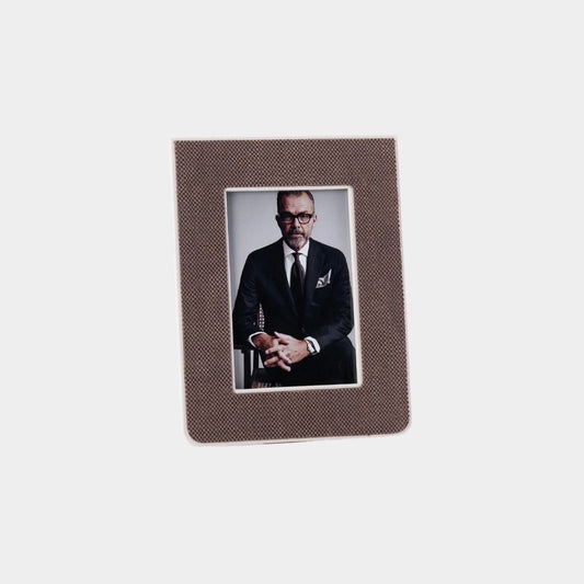 Raffia Over Nappa Cream Leather Photo Frame (4x6)