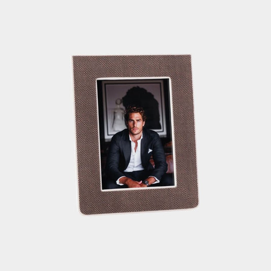 Raffia Over Nappa Cream Leather Photo Frame, 5x7