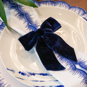 Blue Velvet Bow Napkin Rings (Set of 2)