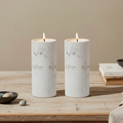 Artisanal Shabbat Candle Holder Set from Concrete - Flow Series