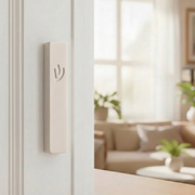Natural Concrete Mezuzah Case in Soft Gray | Street