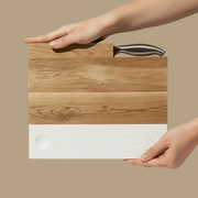 Luxurious wooden Shabbat challah tray with natural concrete and challah knife – Board & Blade Series