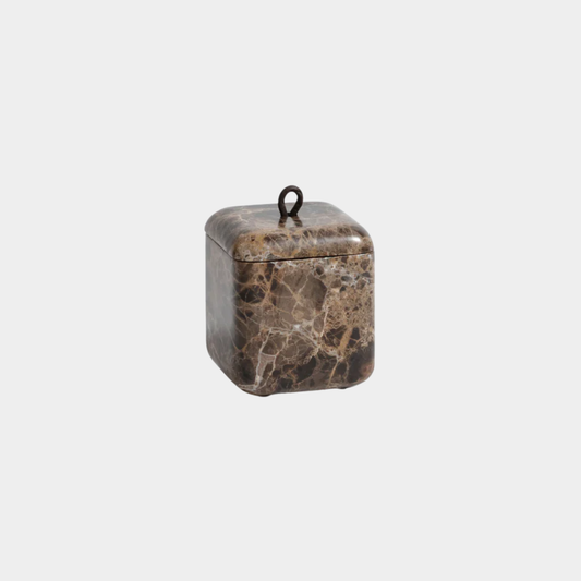 Marrón Emperador Marble Lidded Vanity Jar