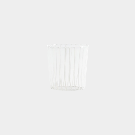 Marina White Stripe Glass Tumbler in White (Set of 6)