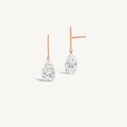 2 Carat Pear Pierced Diamond & Gold Bar Earring