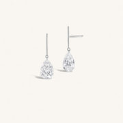 2 Carat Pear Pierced Diamond & Gold Bar Earring