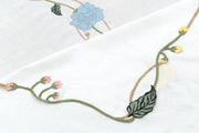 Hand Embroidered Climbing Rose Tablecloth 120" x 80"