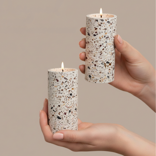 Shabbat Candle Holder Pair in Terrazzo – Terrazzo Series