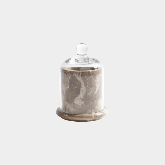 Marbella Scented Candle Jar with Cloche – Crema Fossil Marble
