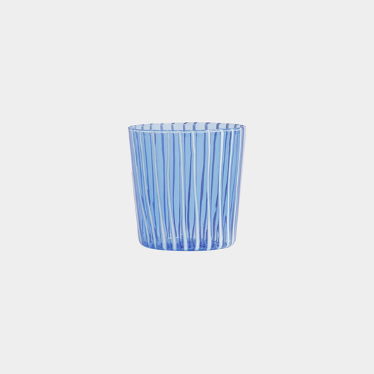 Marina White Stripe Glass Tumblers in Blue (Set of 6)