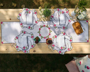 Hand Embroidered Heirloom Petals Table Runner 16.5" '67"