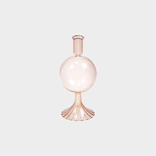 Treviso Bulb Glass Vase with Color Rim - Peach - Large (8.5 in)