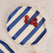 Blue Stripe Plate | Handpainted Ceramic | 6.3 in (Set of 2)