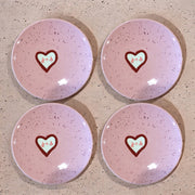 Hand-painted Custom Heart Initial Tiny Plates/Set of Four