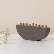 Concrete Menorahs in a Clean Design with Gold Canes - GLAM Series