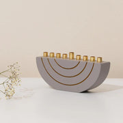 Concrete Menorahs in a Clean Design with Gold Canes - GLAM Series