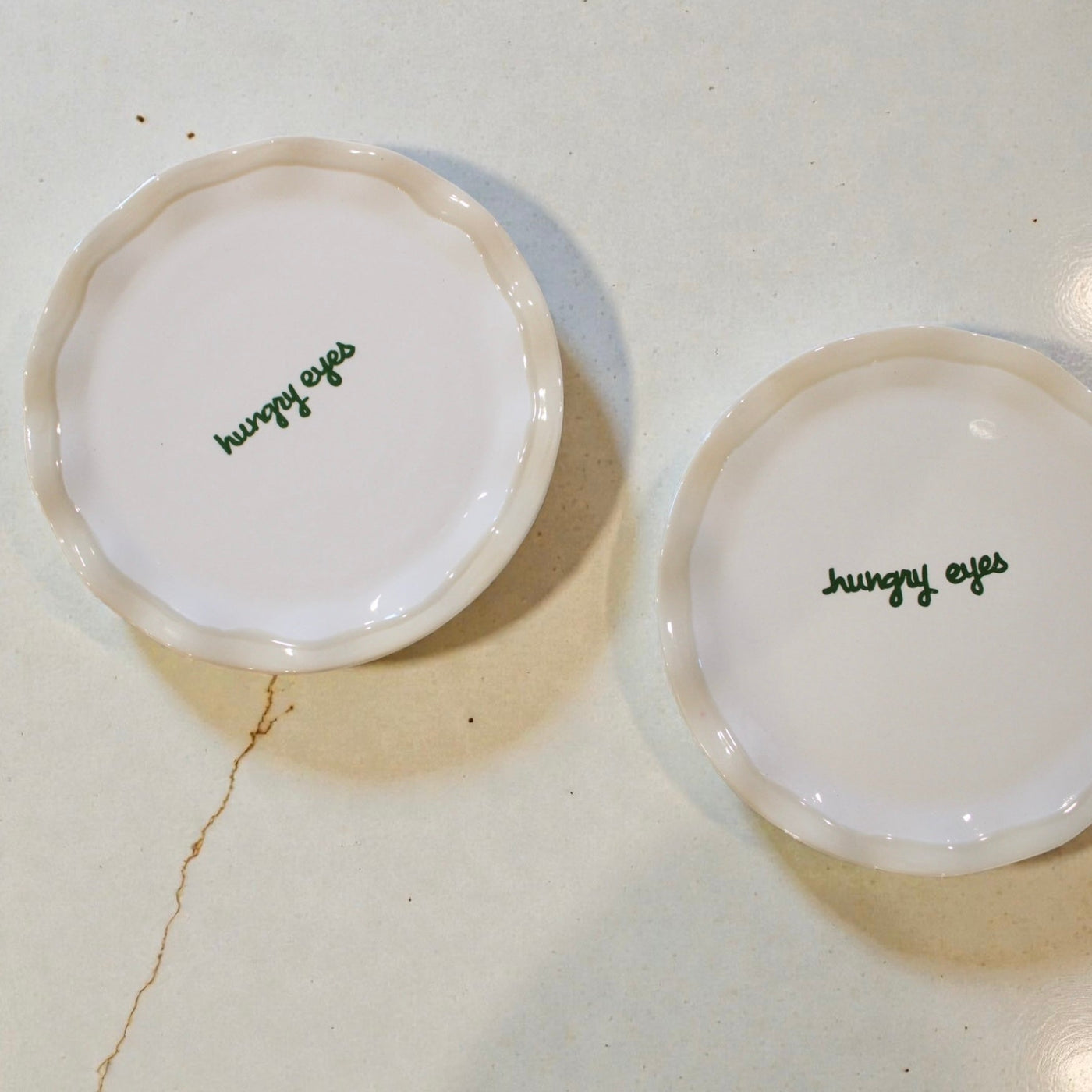 “hungry eyes” Ruffled Dessert Plates