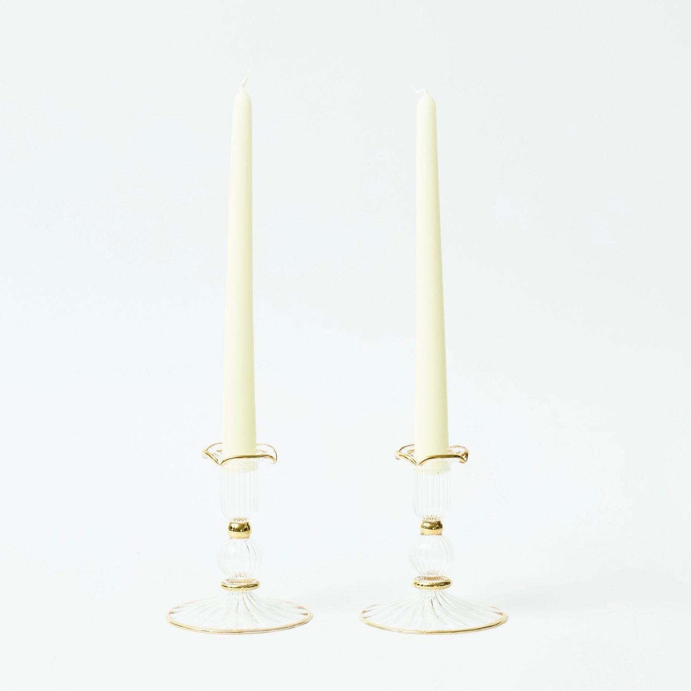 Gold rimmed Savannah Candleholders  (Set of 2)