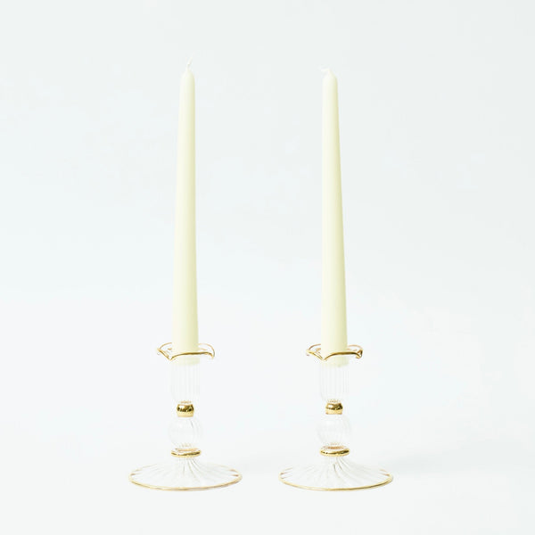 Gold rimmed Savannah Candleholders  (Set of 2)