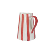 Red Stripe Pitcher | Handpainted Stoneware