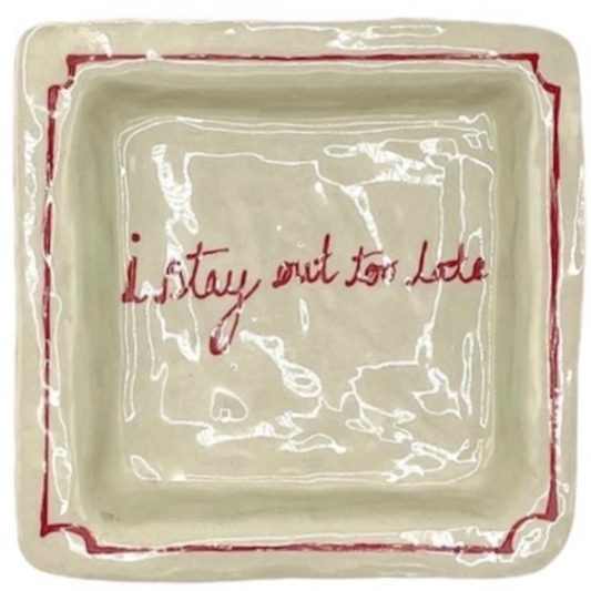 I Stay Out Too Late Trinket Tray Vintage Red