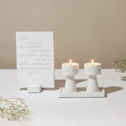 Classic set of Shabbat Candle Holders and a designed concrete tray - Timeless Glow Series