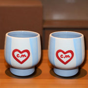 Hand-painted Custom Striped Cups/Collection of Two