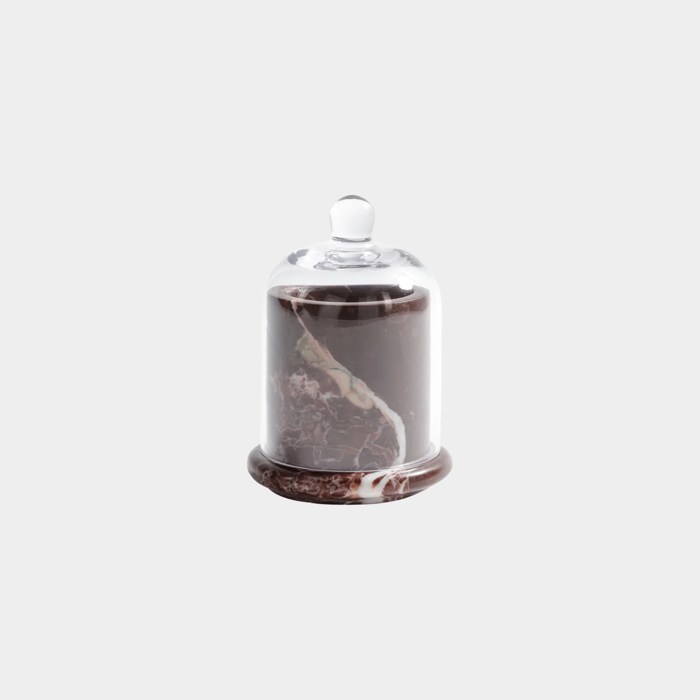 Marbella Scented Candle Jar with Cloche – Red Levanto Marble