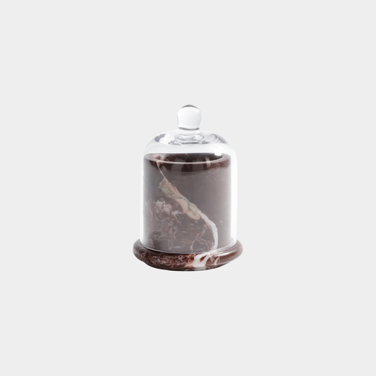 Marbella Scented Candle Jar with Cloche – Red Levanto Marble