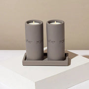Set of candlesticks for Shabbat with a designed concrete tray - Stone Glow Series