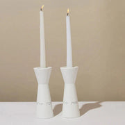 Set of tall natural concrete candle holders with a blessing for women of valor - Lady of Spirit Series