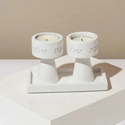 Classic set of Shabbat Candle Holders and a designed concrete tray - Timeless Glow Series