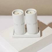 Set of Terrazzo Candle Holders for Shabbat with matching tray - Stone Glow Series