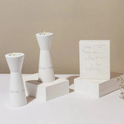 Set of tall natural concrete candle holders with a blessing for women of valor - Lady of Spirit Series