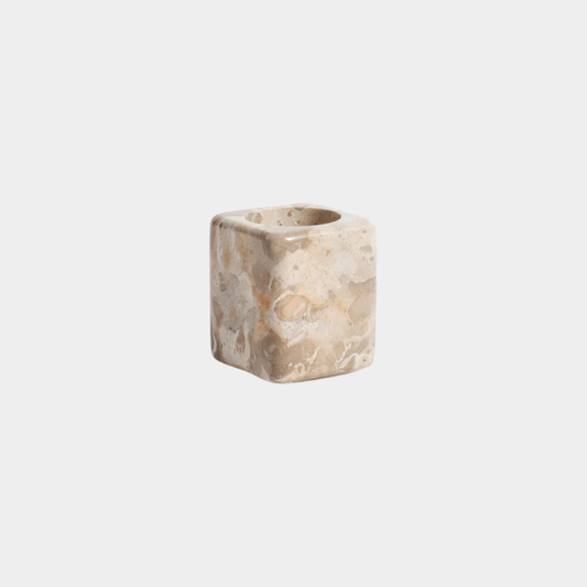 Crema Fossil Marble Vanity Jar